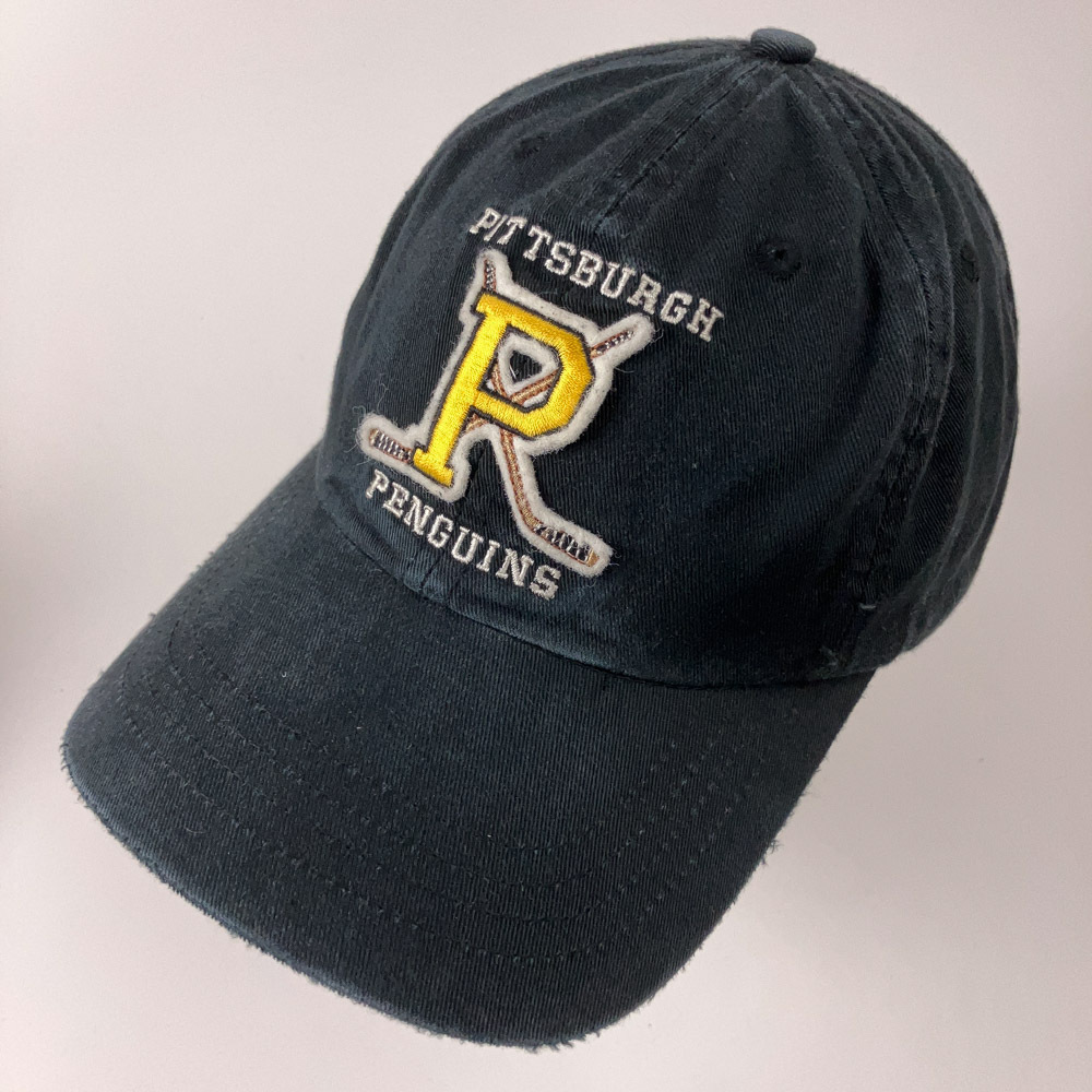 Pittsburg Penguins Puma Hat Old Timey Patch Hockey Sticks Crossed